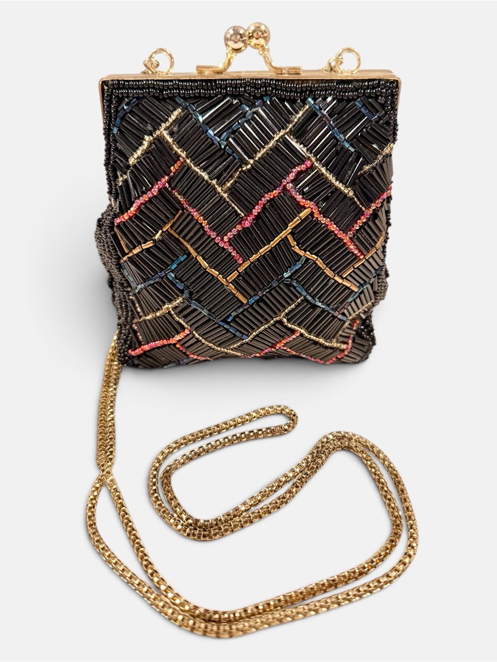 Vintage La Regale Beaded Coin Purse Crossbody Mini Clutch Gatsby Art Deco Formal - Picture 1 of 15